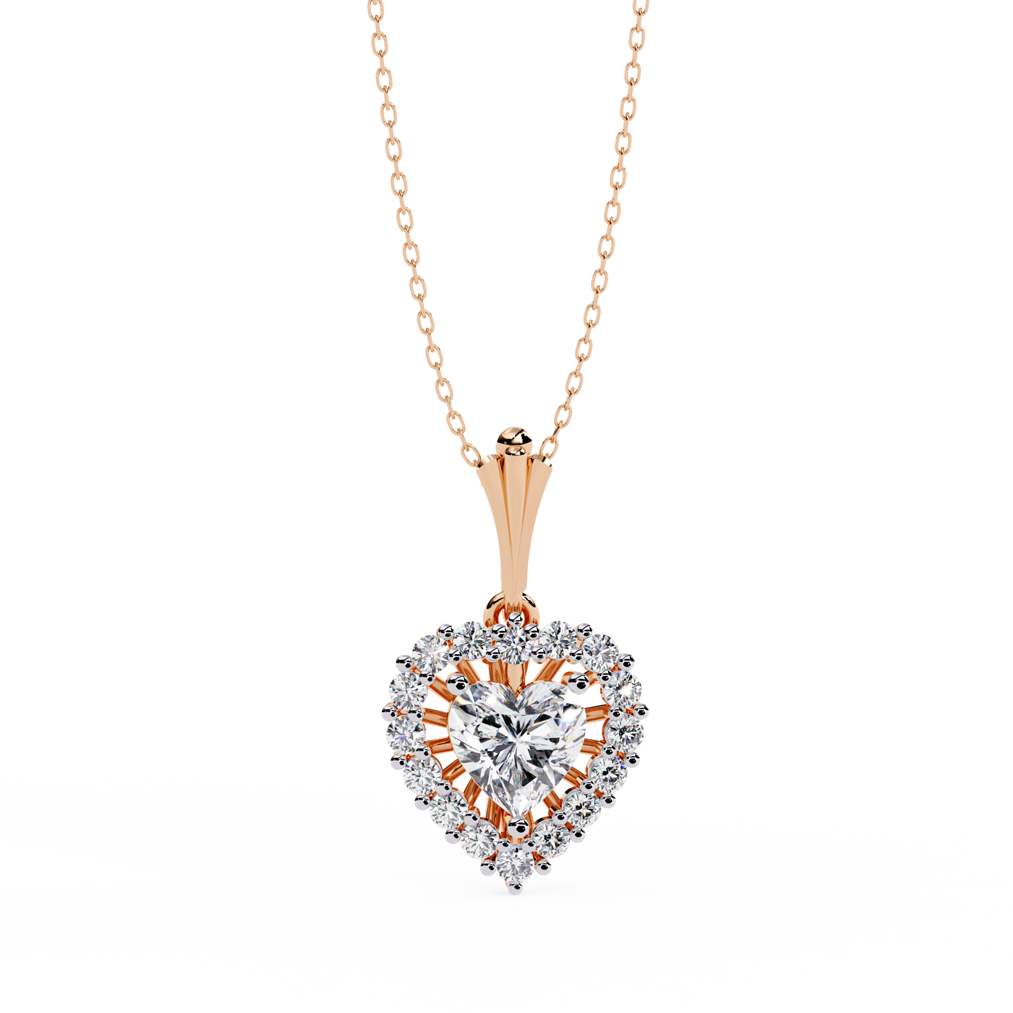 Amora Rose Heart Diamond Pendant Necklace