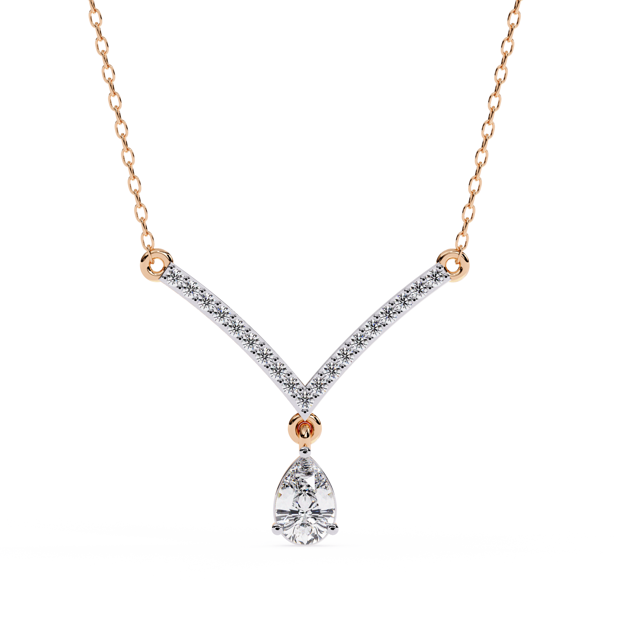 Celeste V Pear Diamond Necklace