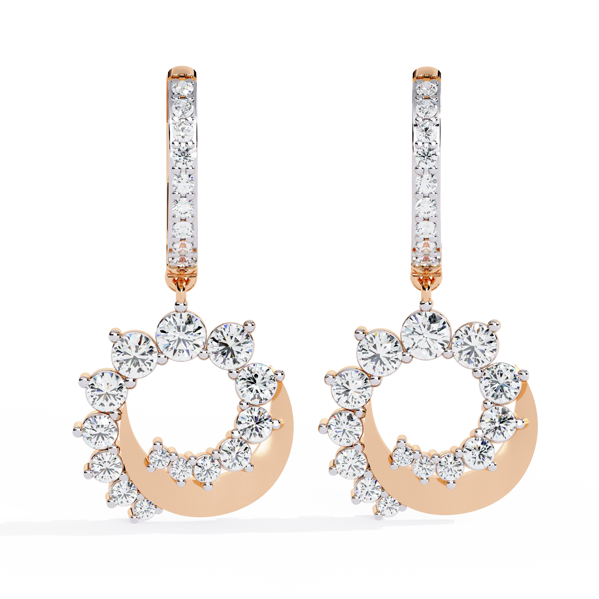 Celestial Halo Crescent Earrings