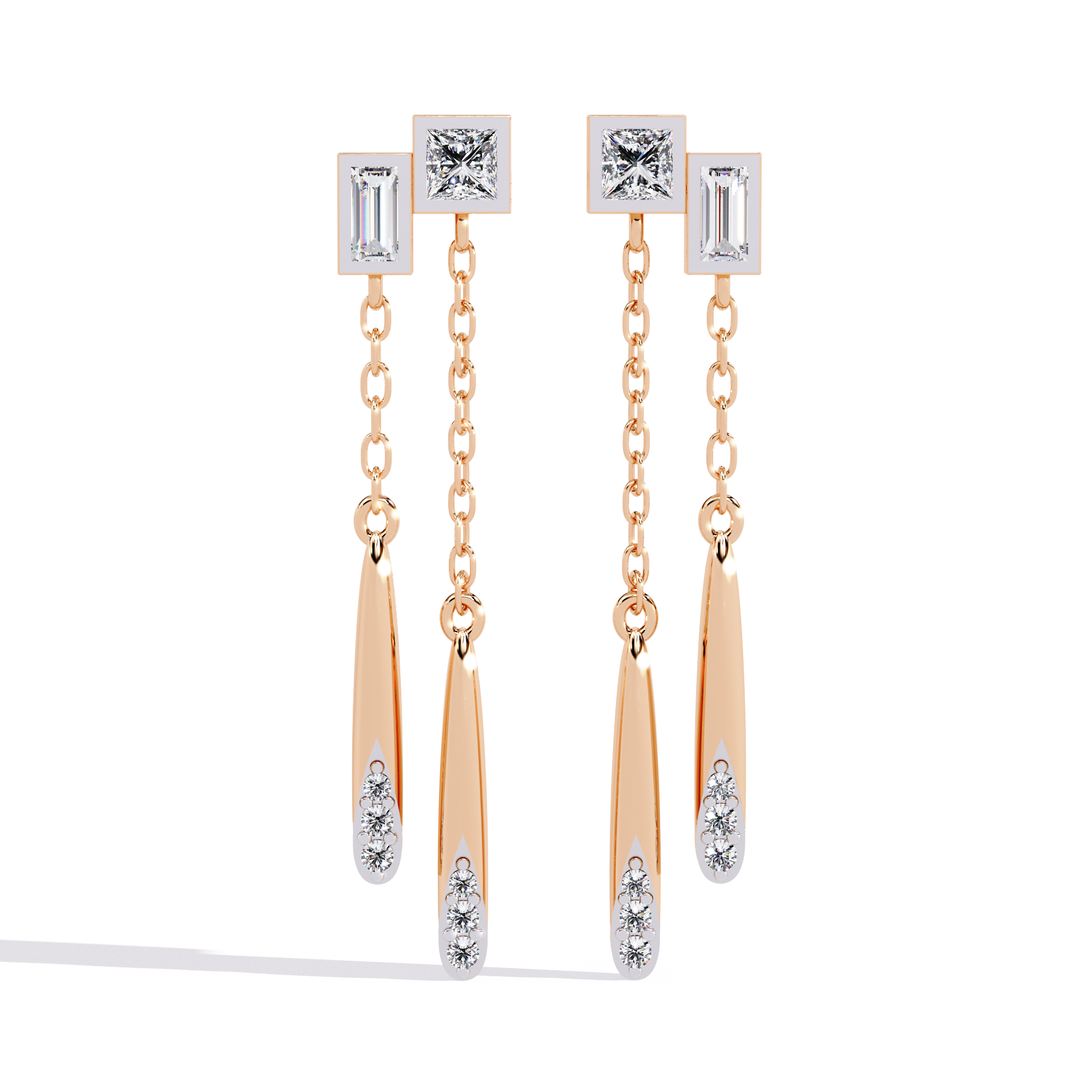 Echo Drop Geometric Diamond Earrings