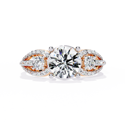 Emerald Cut Cathedral Pave Lab Grown Diamond Ring