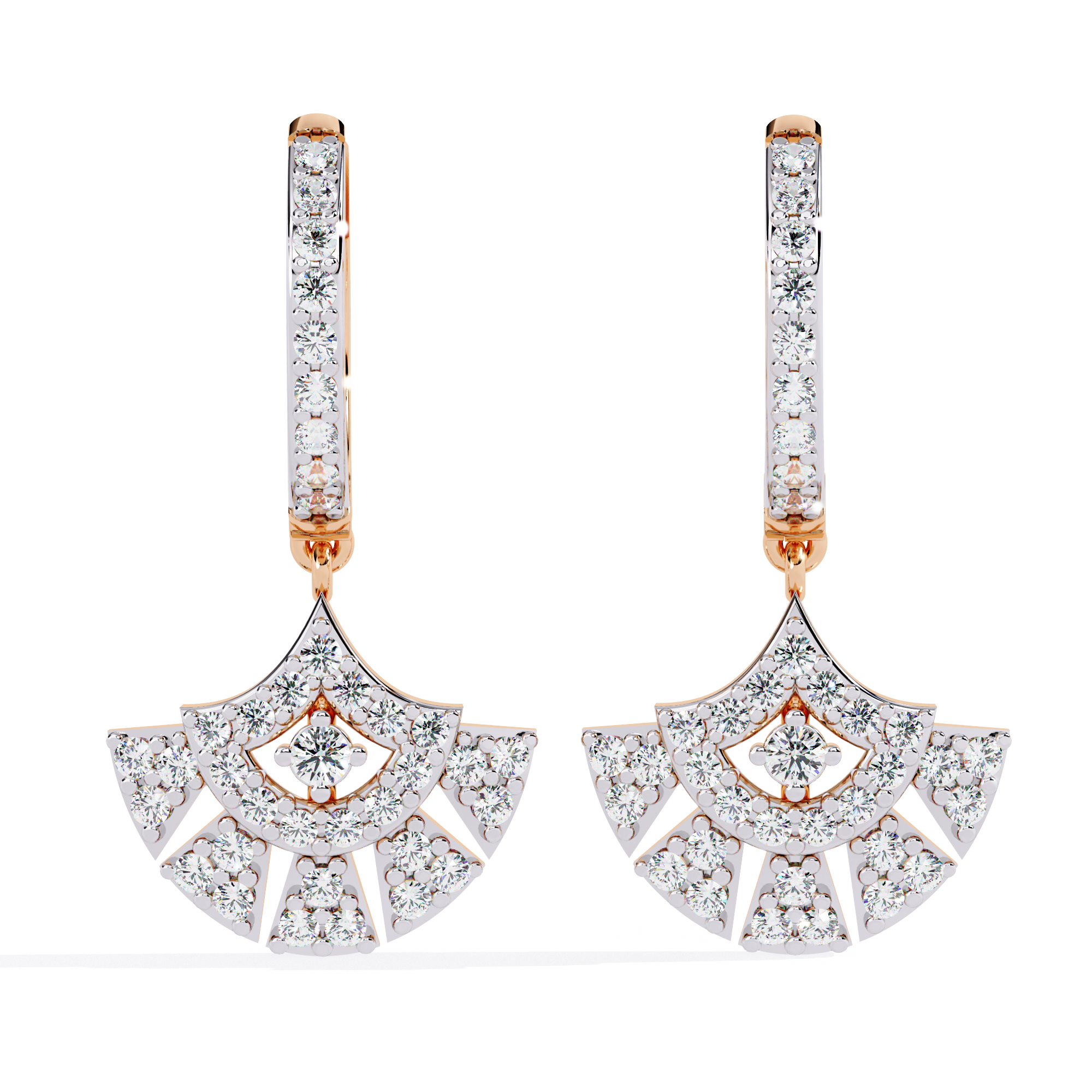 Golden Fanburst Diamond Drop Earrings