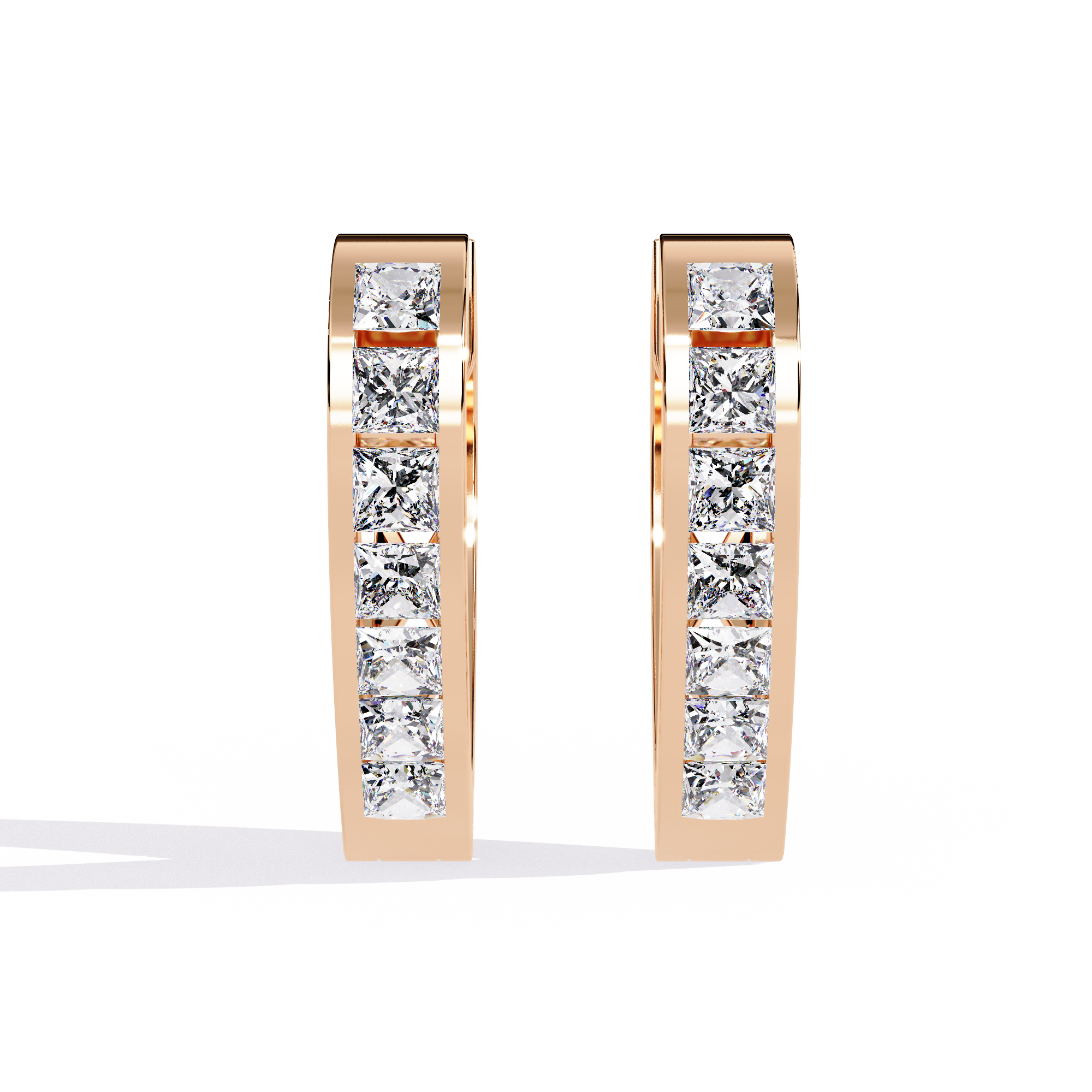 Linear Luxe Princess Diamond Hoops