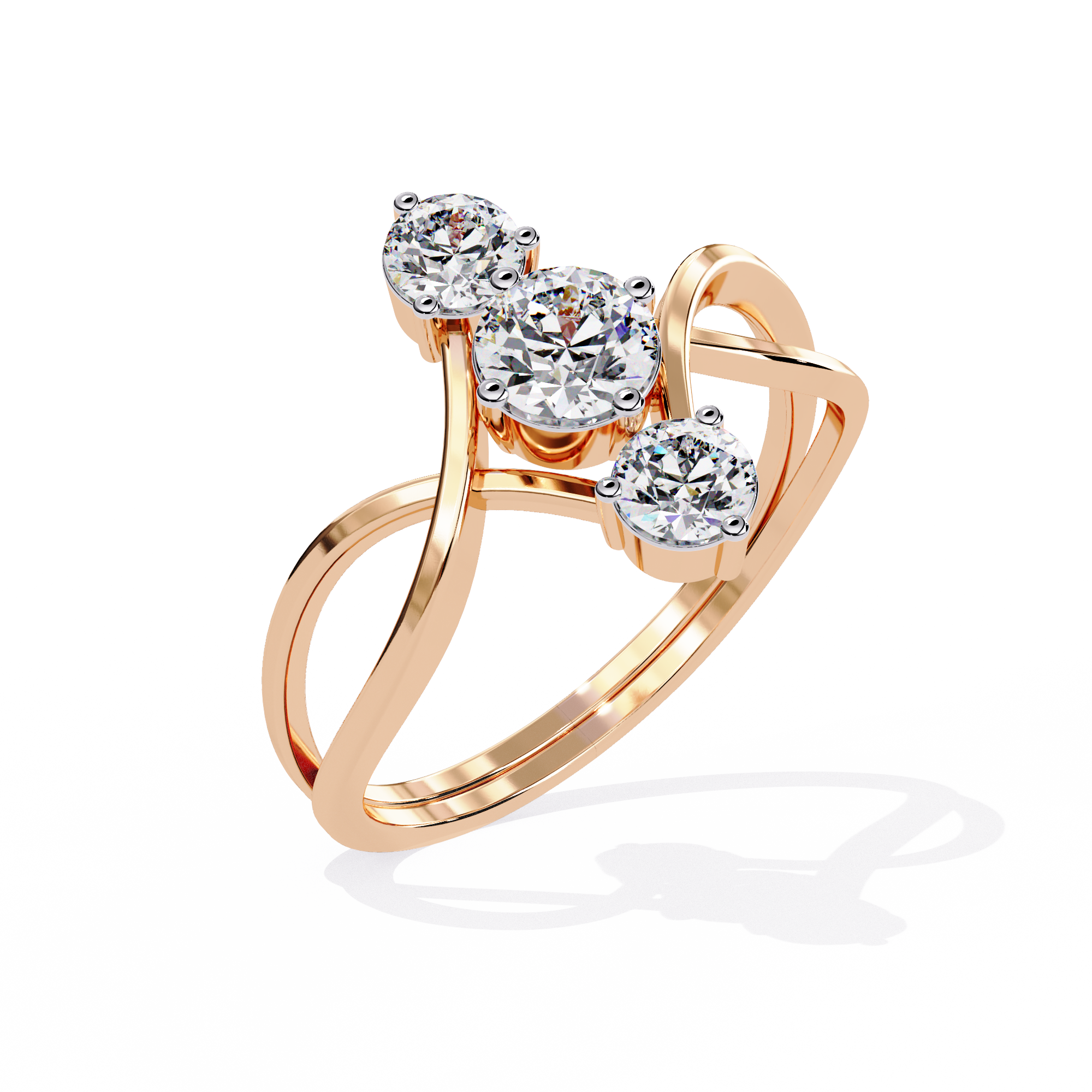 Modern Three Stone Lab Grown Diamond Ring