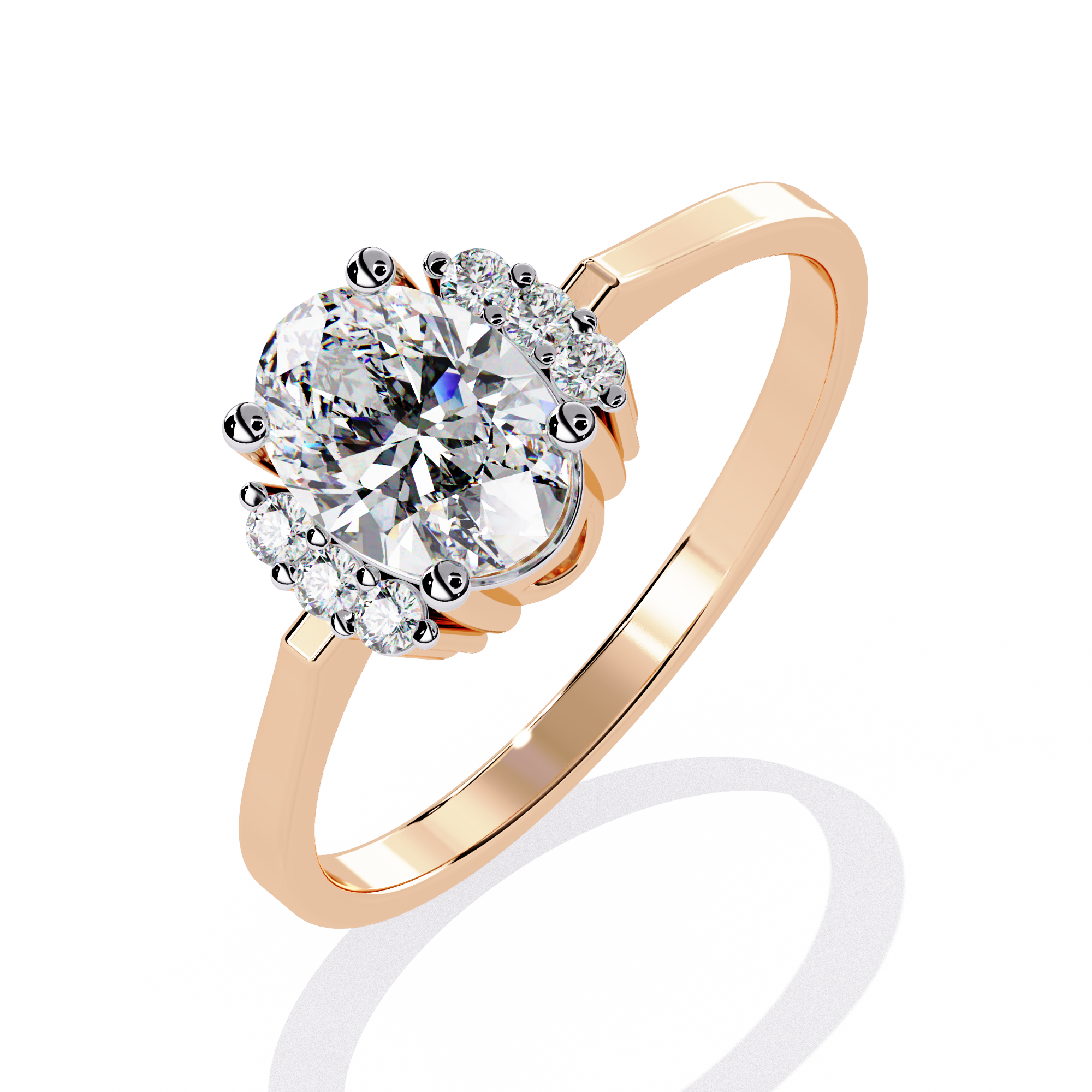 Oval Cut Side Cluster Lab Grown Diamond Ring