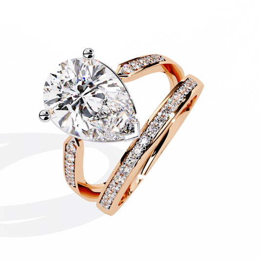 Pear Cut Double Band Lab Grown Diamond Ring