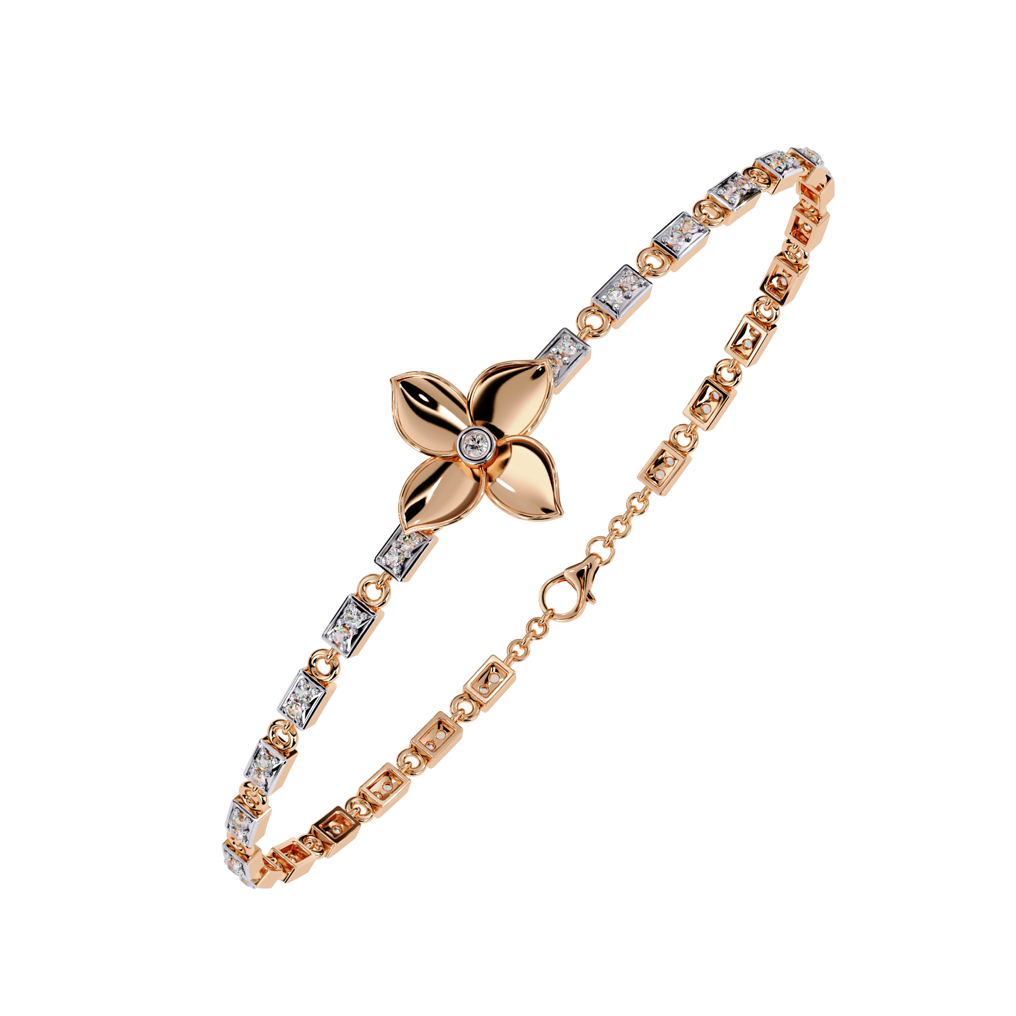 Petal Prism Floral Diamond Bracelet