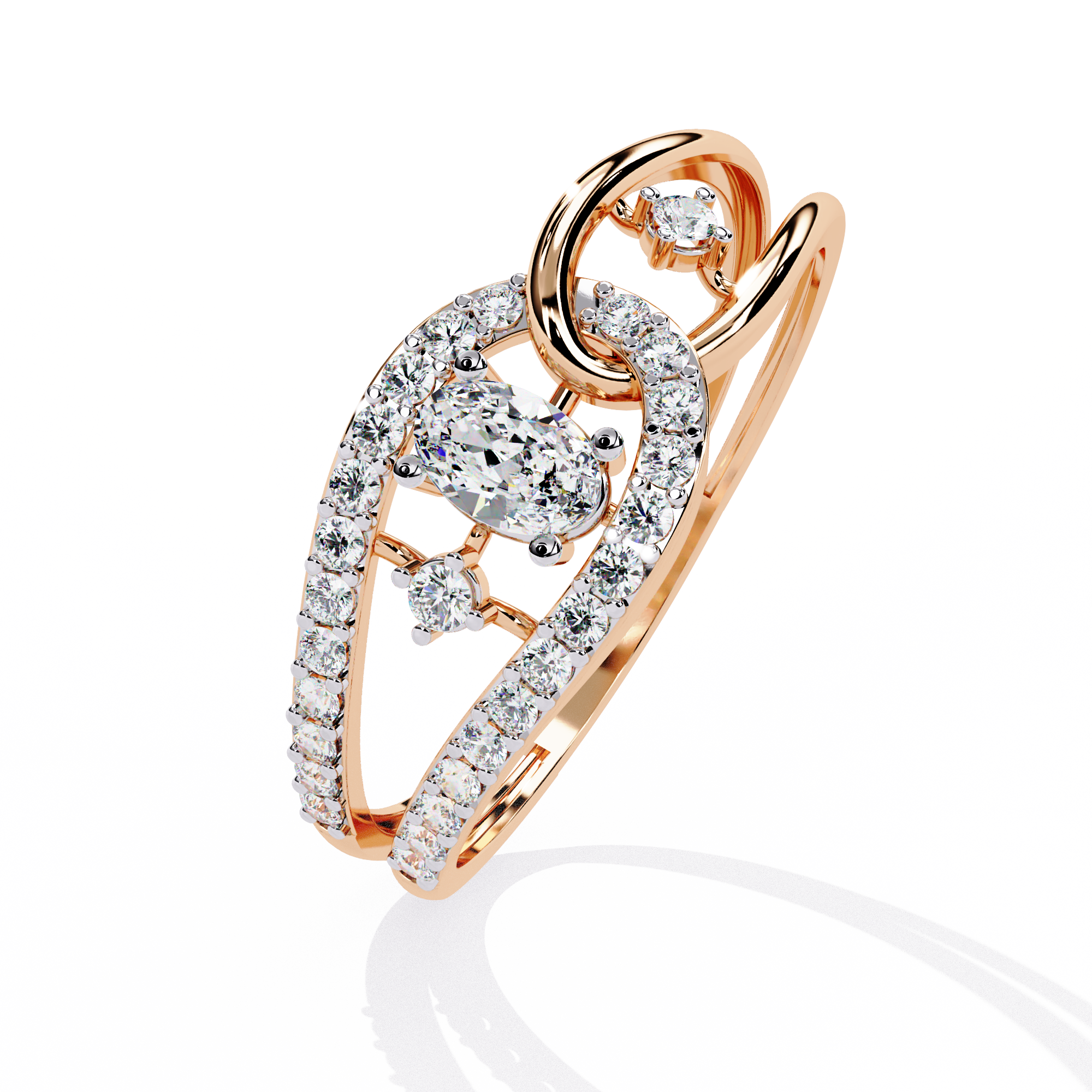 Round Cut Cathedral Lab Grown Diamond Ring