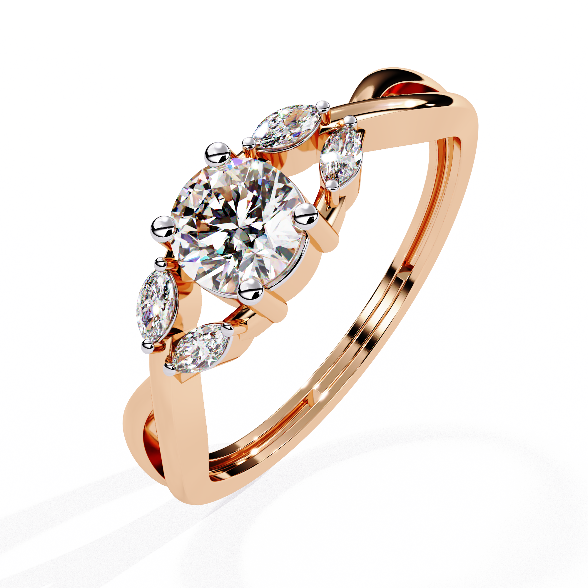 Round Cut Marquise Twist Lab Grown Diamond Ring