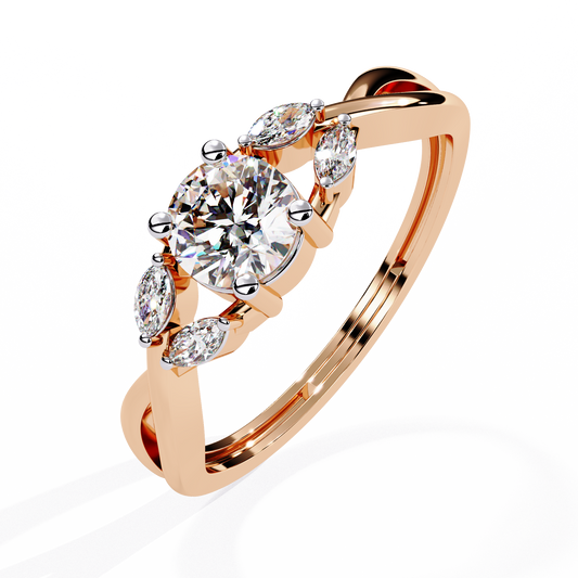 Round Cut Marquise Twist Lab Grown Diamond Ring