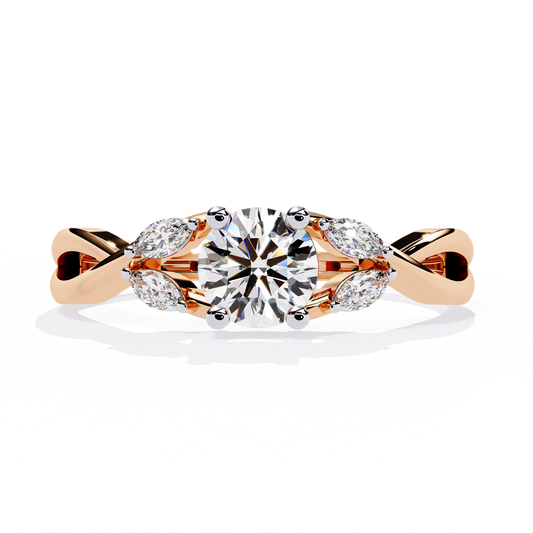Round Cut Marquise Twist Lab Grown Diamond Ring