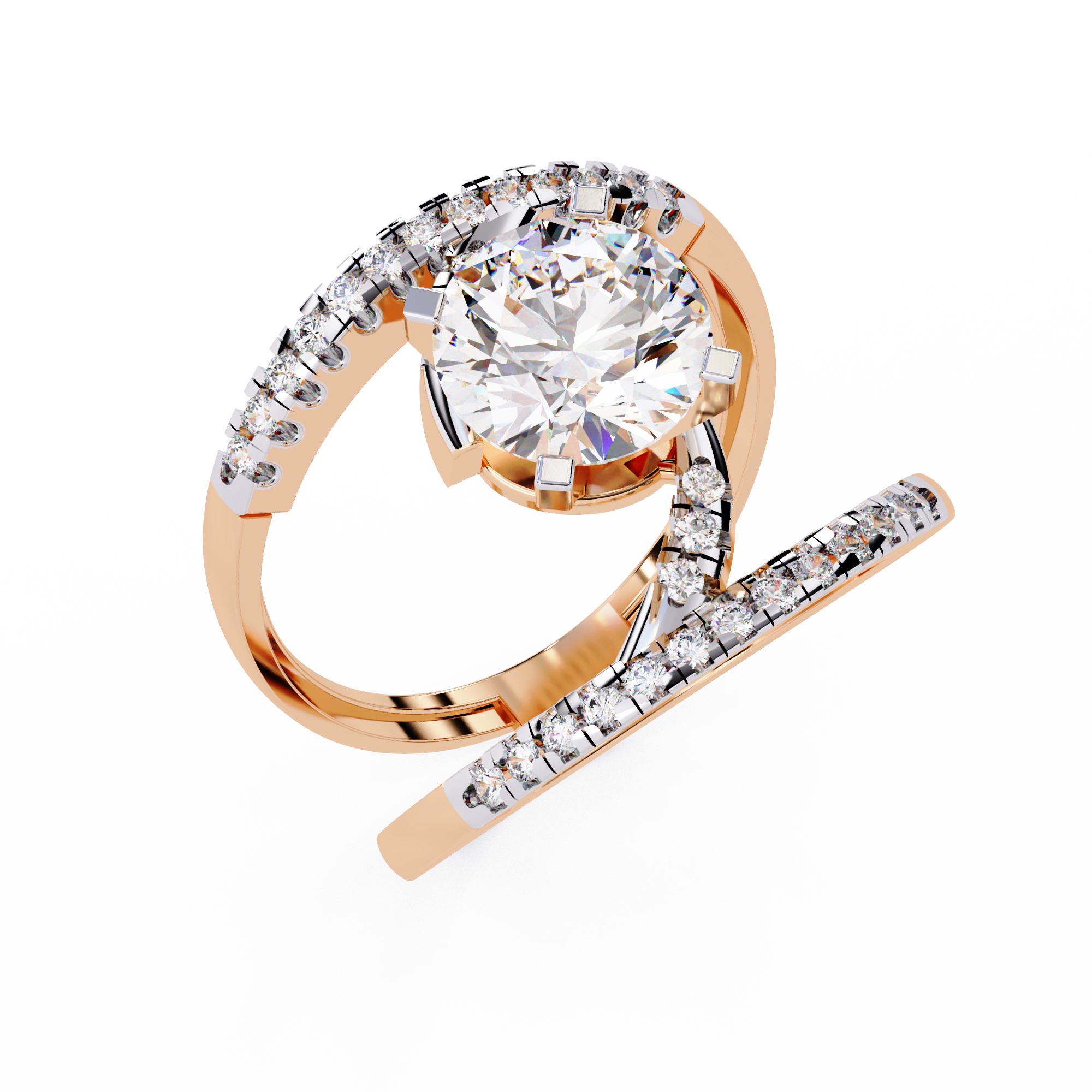 Round Cut Swirl Lab Grown Diamond Ring