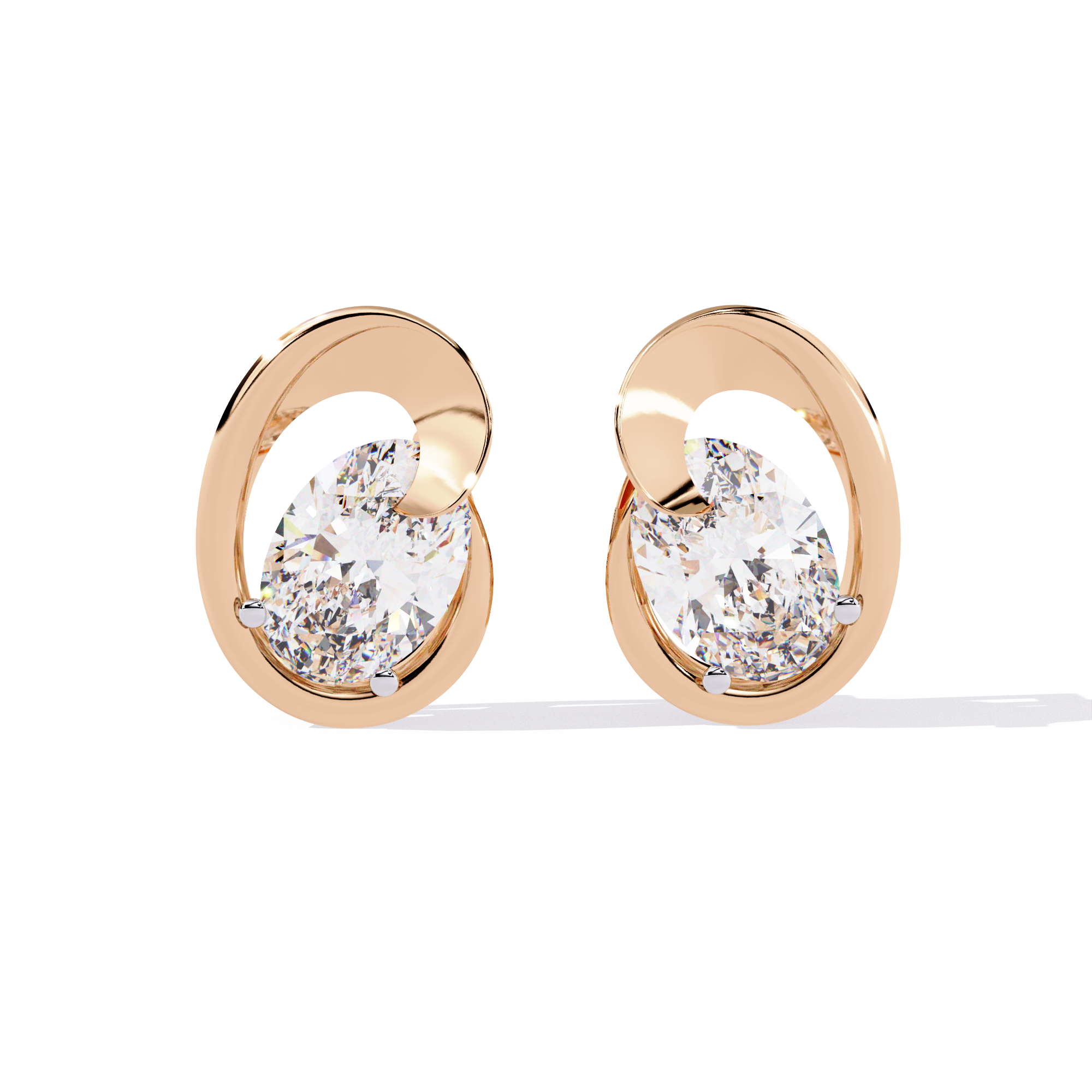 Swan Embrace Oval Cut Diamond Studs