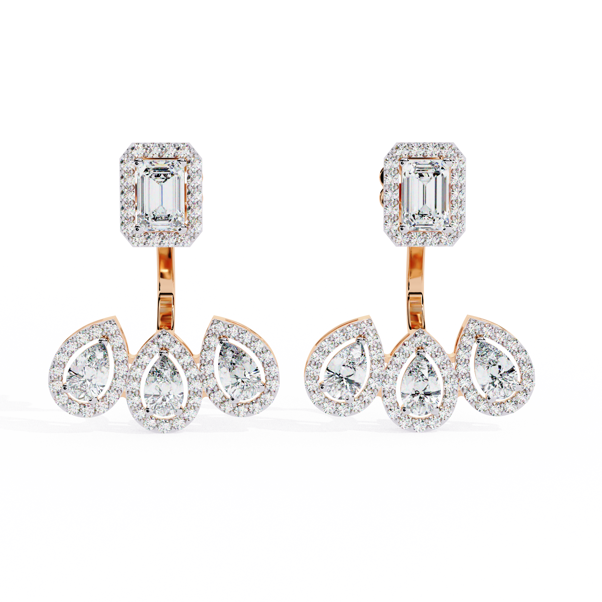 Trinity Bloom Lab Grown Diamond Jacket Earrings