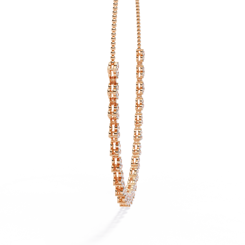 Aaravi Clustered Round Diamond Necklace