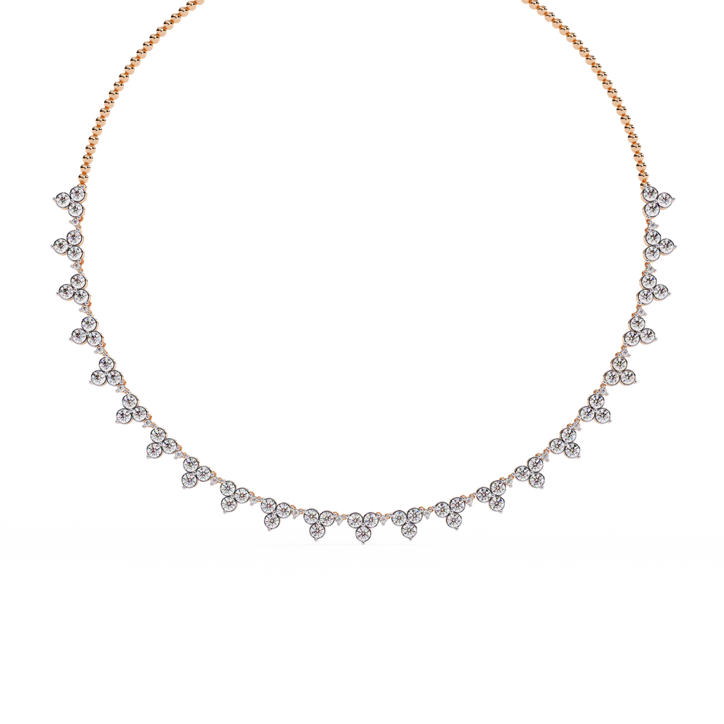Aaravi Clustered Round Diamond Necklace