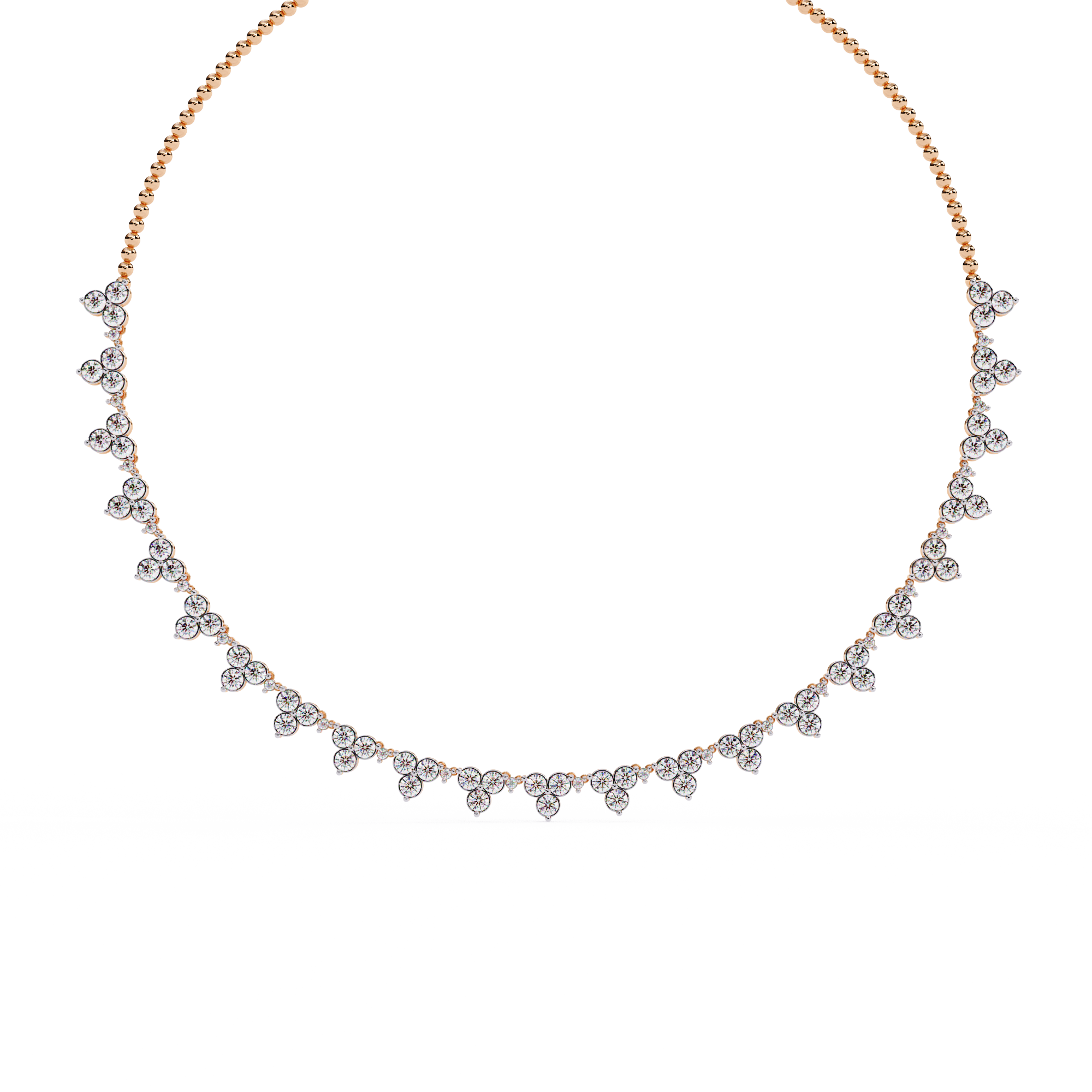 Aaravi Clustered Round Diamond Necklace