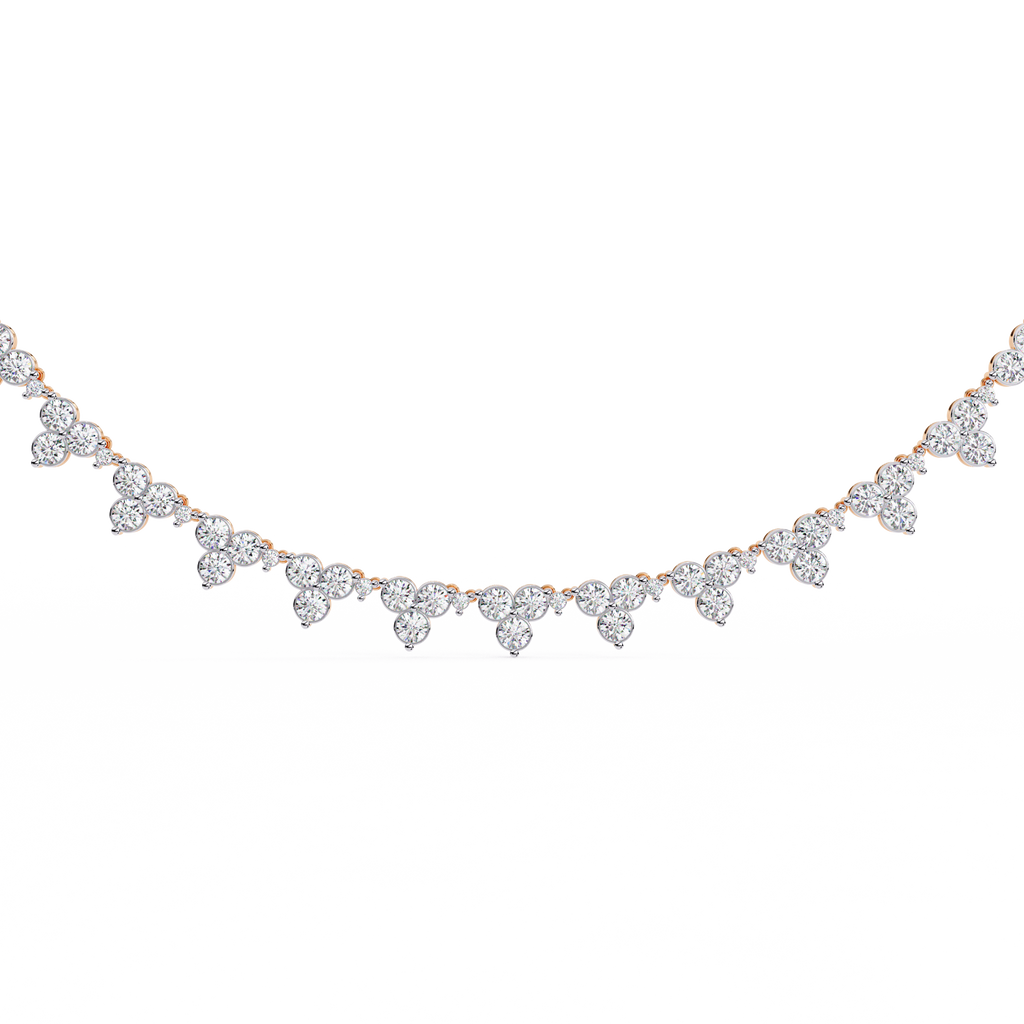 Aaravi Clustered Round Diamond Necklace