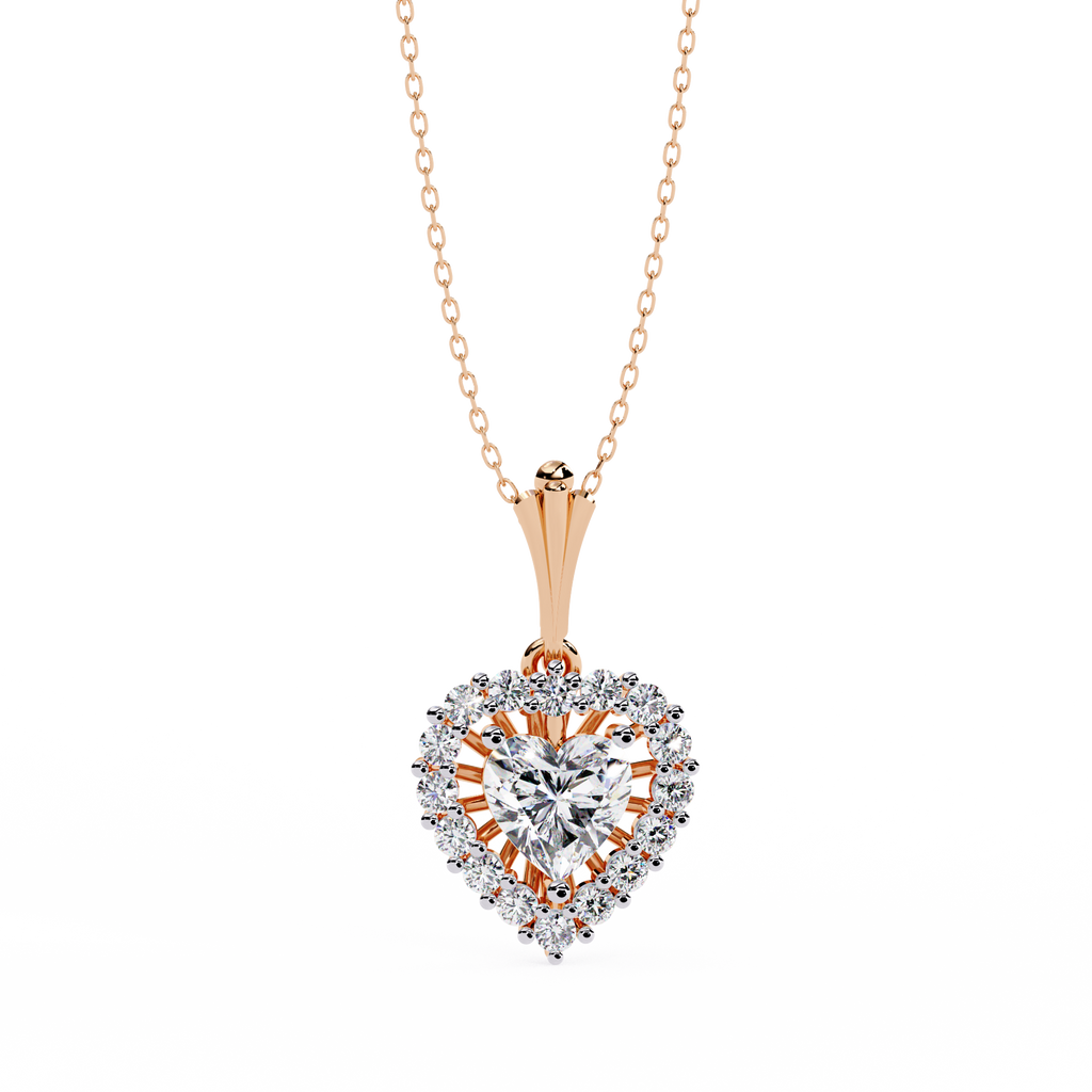 Amora Rose Heart Diamond Pendant Necklace