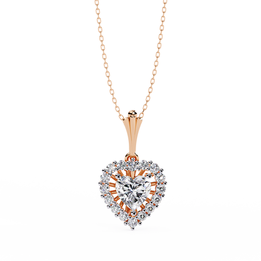 Amora Rose Heart Diamond Pendant Necklace