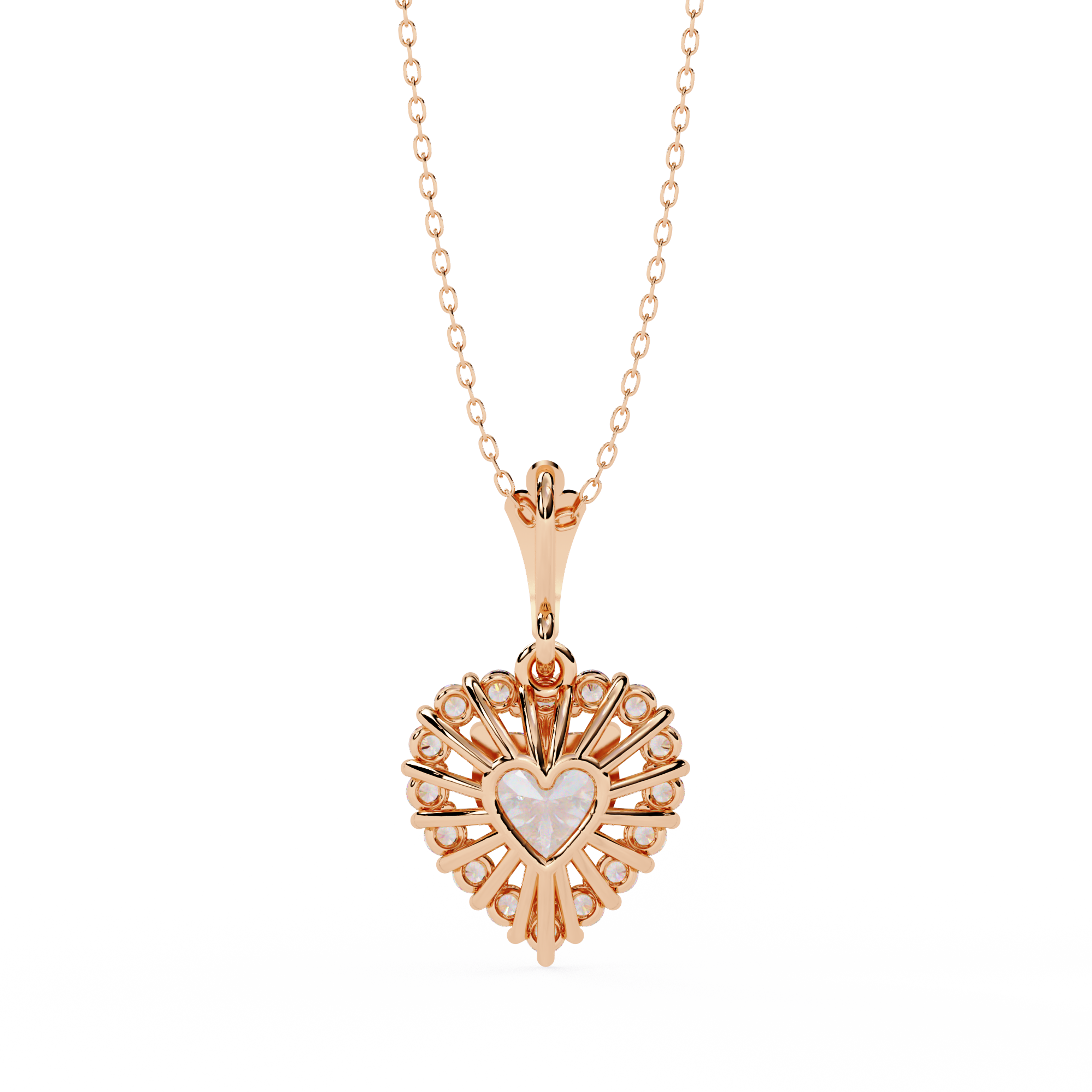 Amora Rose Heart Diamond Pendant Necklace