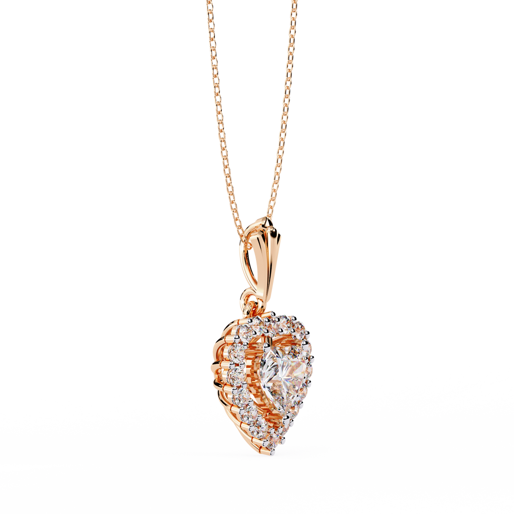 Amora Rose Heart Diamond Pendant Necklace