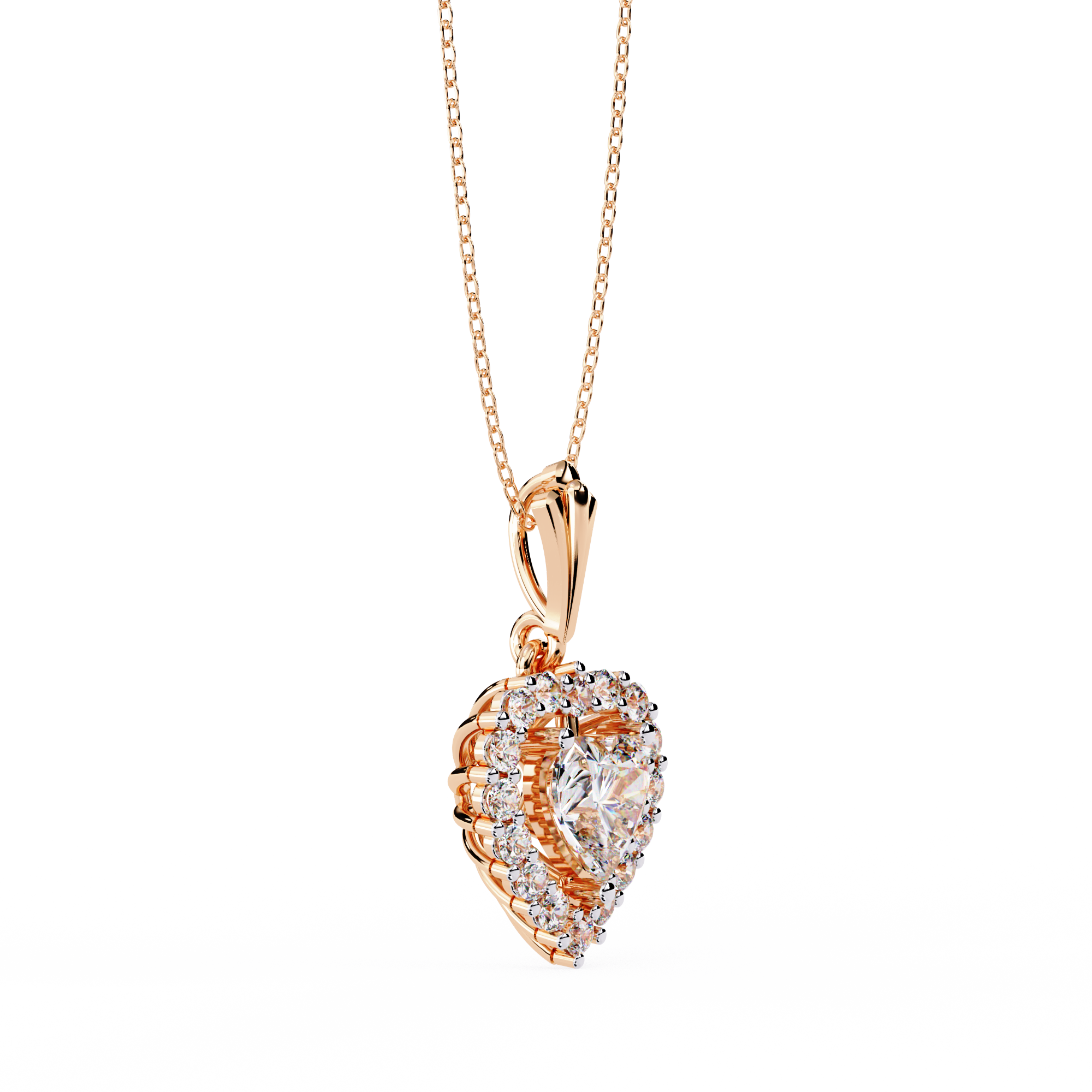 Amora Rose Heart Diamond Pendant Necklace