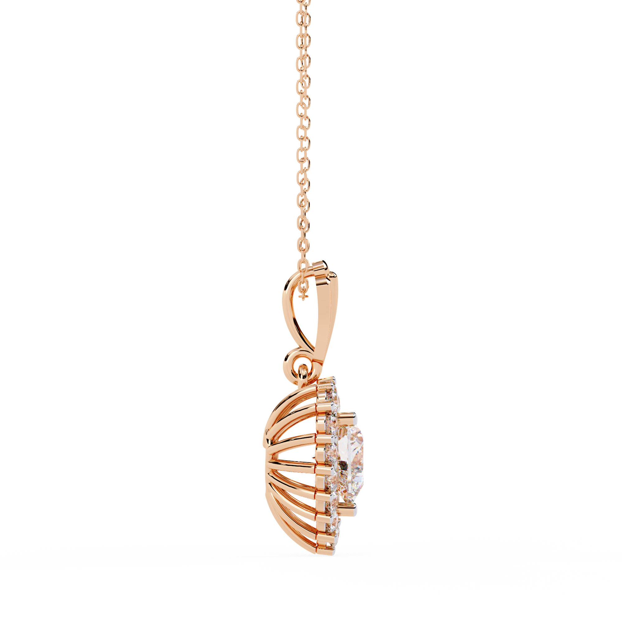 Amora Rose Heart Diamond Pendant Necklace