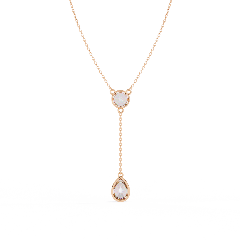 Aurora Drop Pear & Round Diamond Necklace