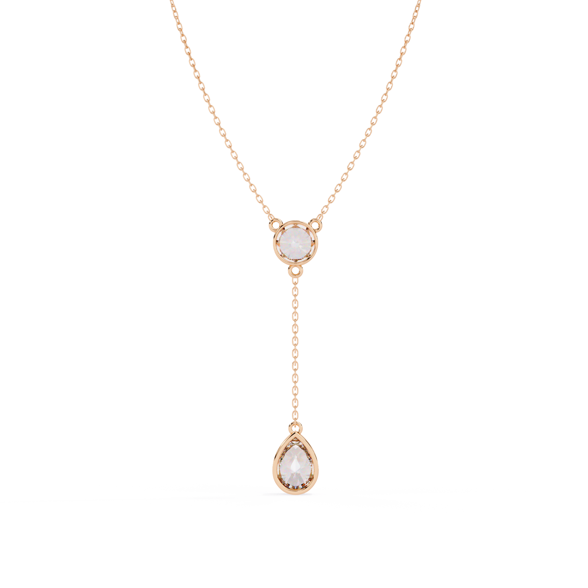 Aurora Drop Pear & Round Diamond Necklace