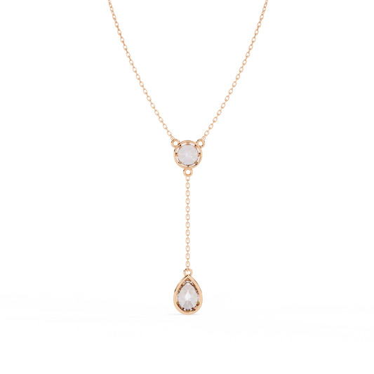 Aurora Drop Pear & Round Diamond Necklace