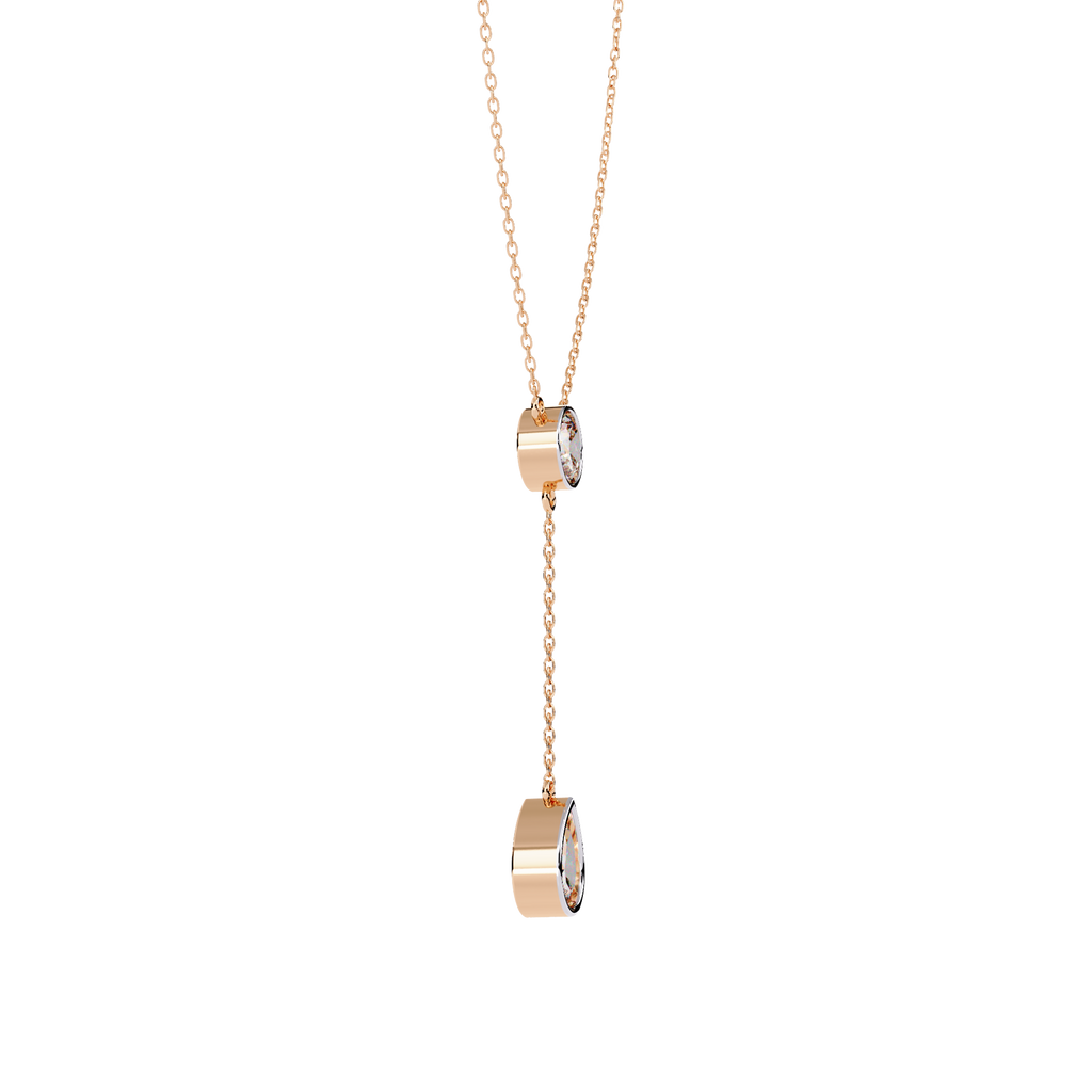 Aurora Drop Pear & Round Diamond Necklace