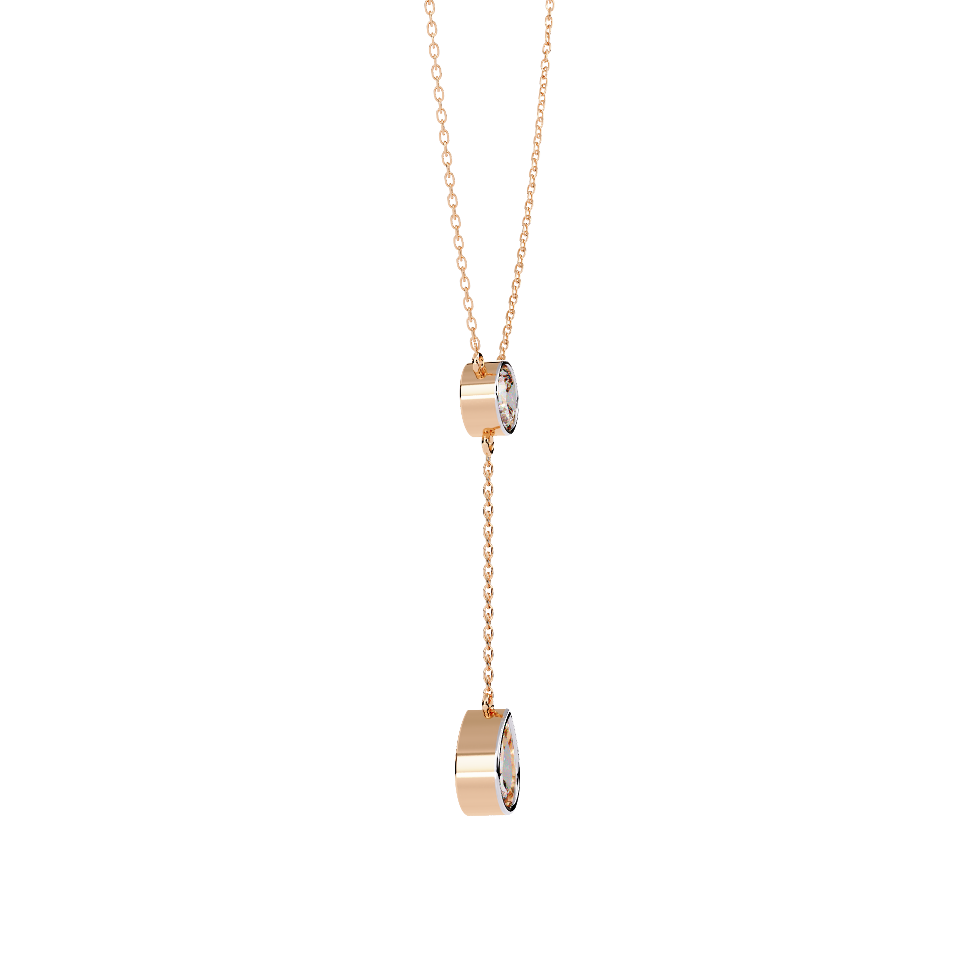 Aurora Drop Pear & Round Diamond Necklace