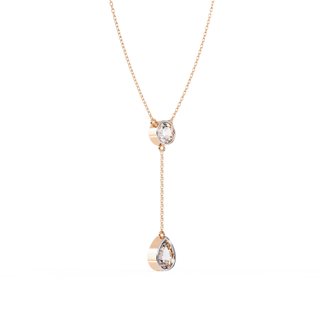 Aurora Drop Pear & Round Diamond Necklace