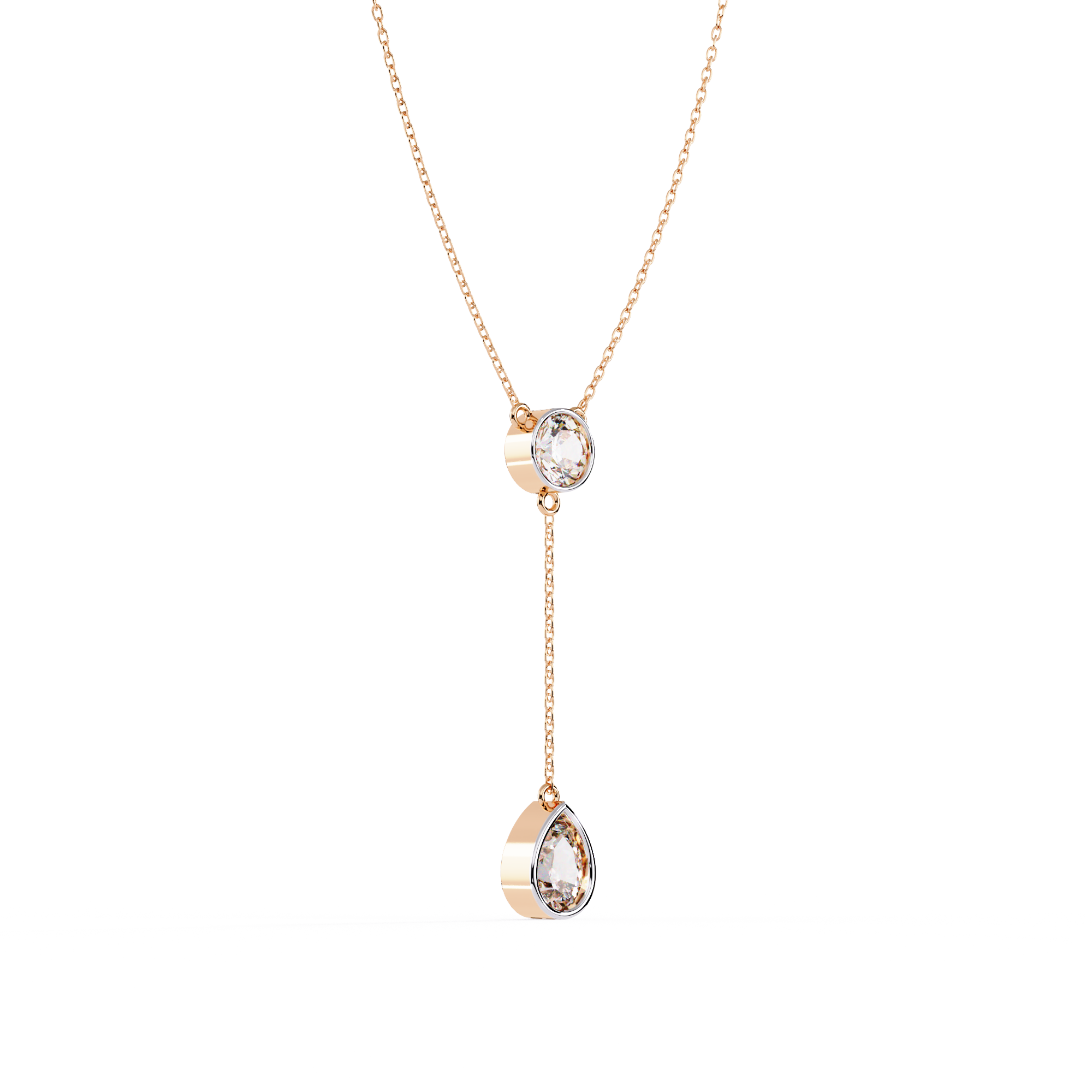 Aurora Drop Pear & Round Diamond Necklace