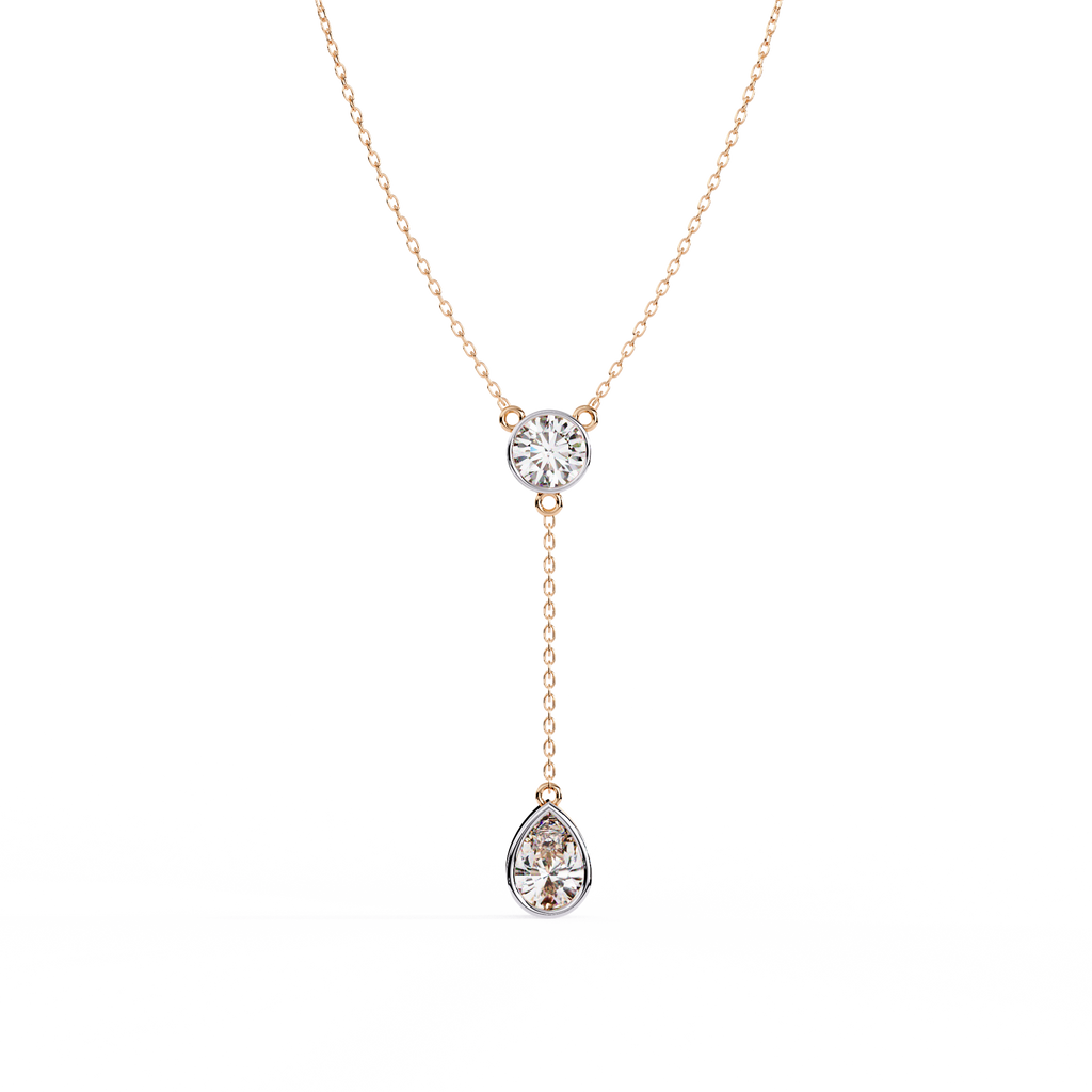 Aurora Drop Pear & Round Diamond Necklace