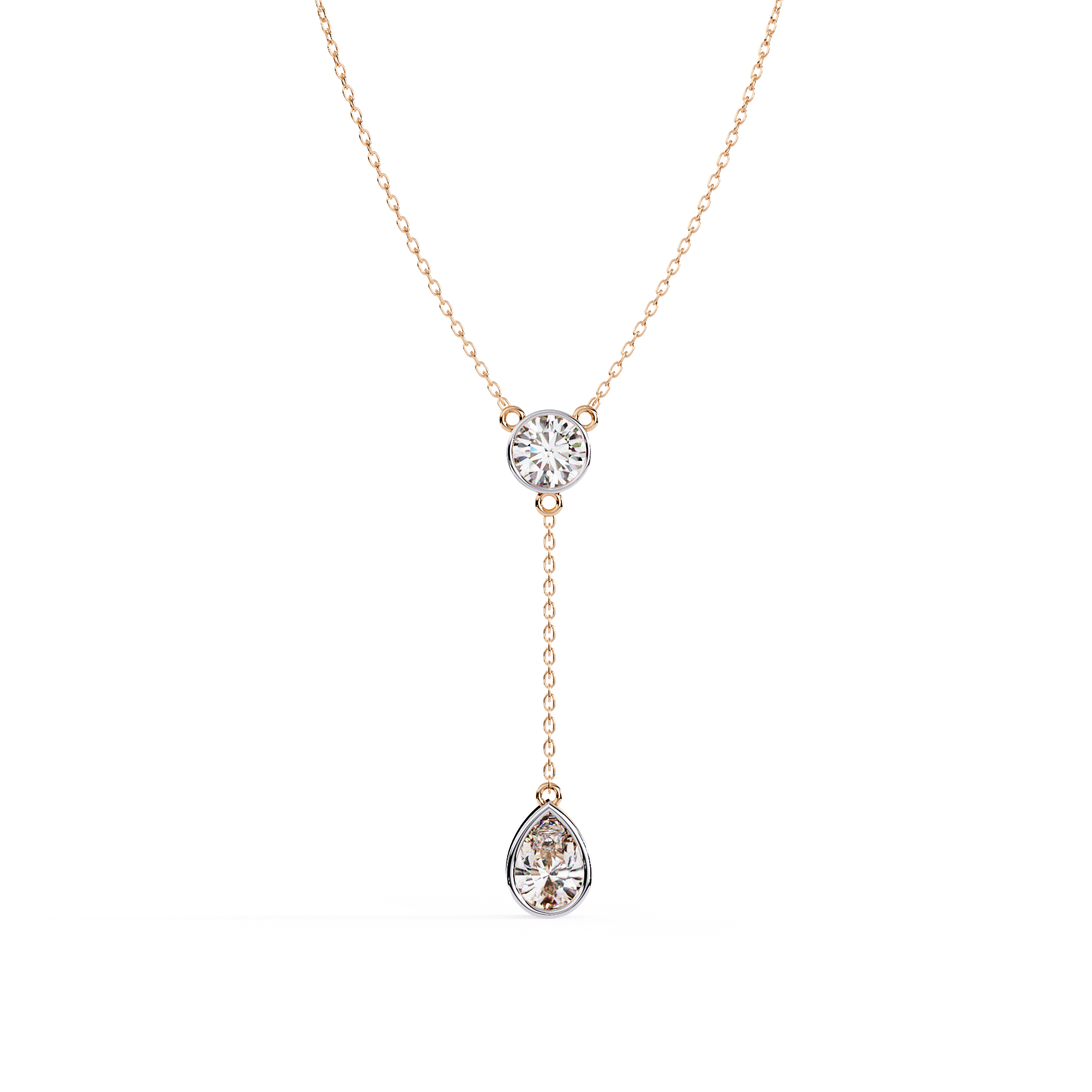 Aurora Drop Pear & Round Diamond Necklace