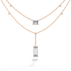 Aurora Twin Drop Baguette Diamond Necklace