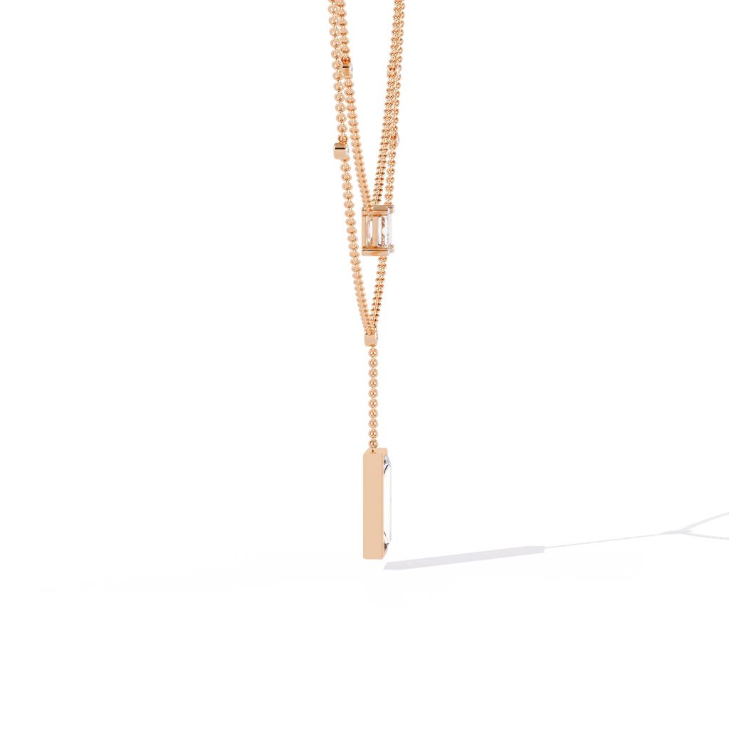 Aurora Twin Drop Baguette Diamond Necklace