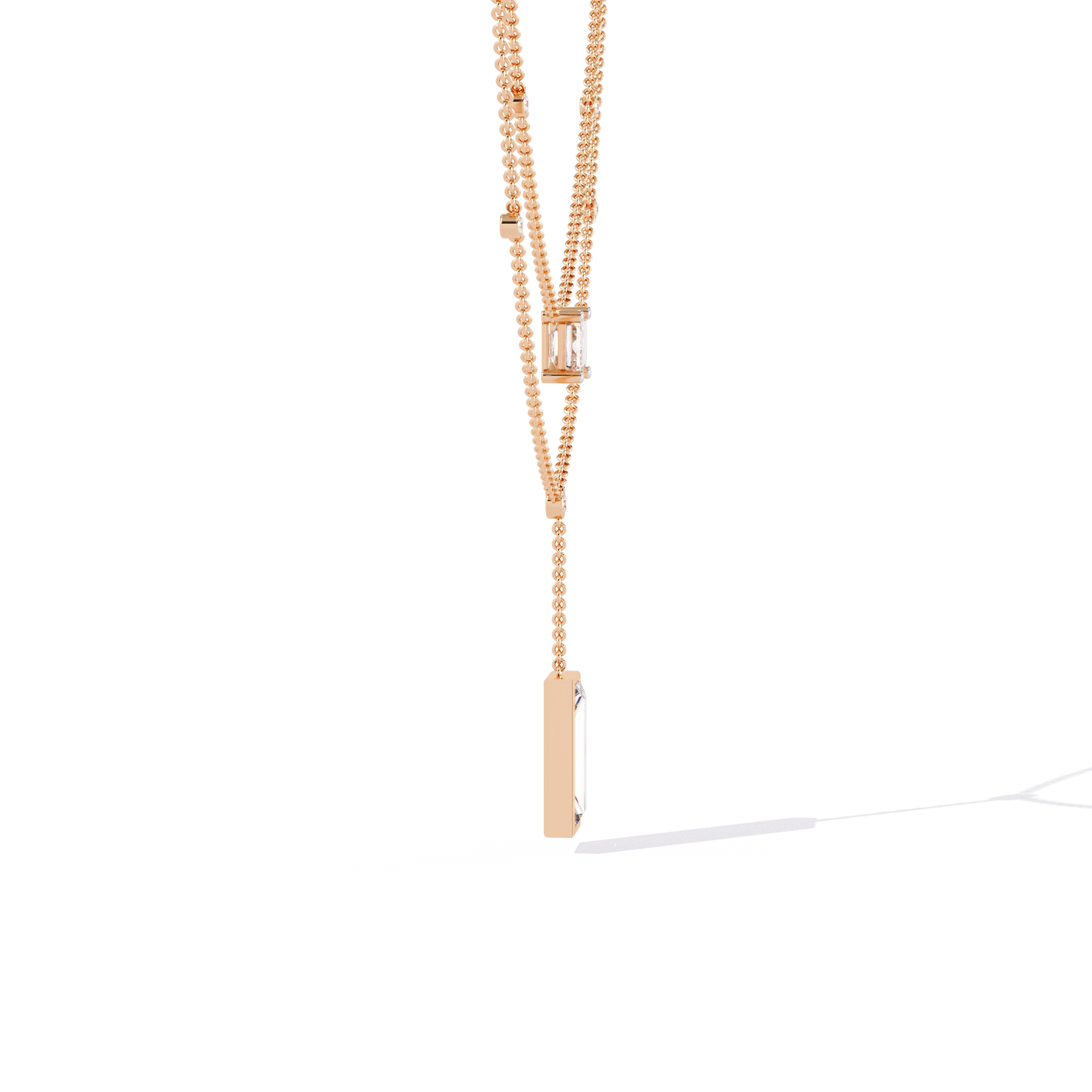 Aurora Twin Drop Baguette Diamond Necklace