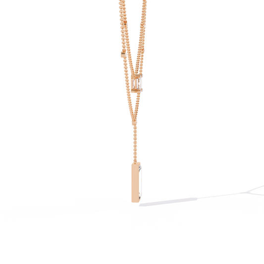 Aurora Twin Drop Baguette Diamond Necklace