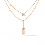 Aurora Twin Drop Baguette Diamond Necklace