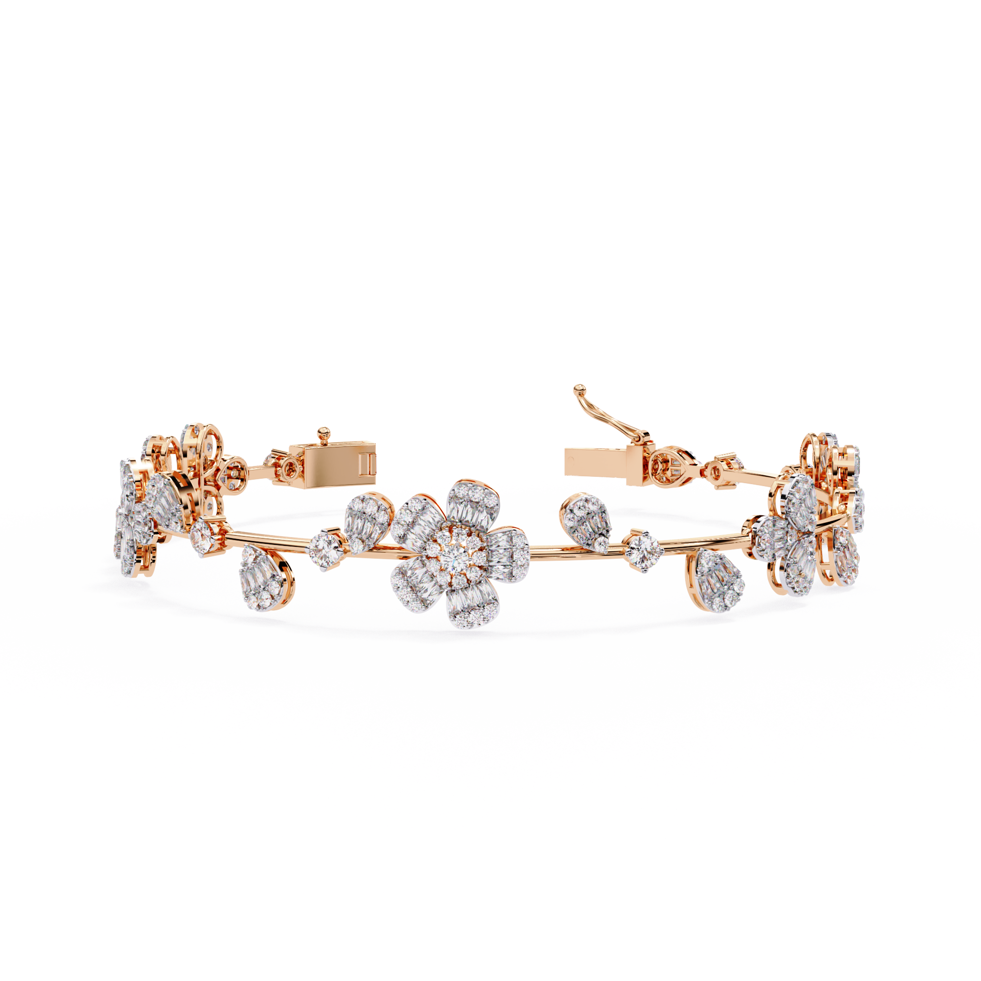 Blossom Radiance Floral Diamond Bracelet