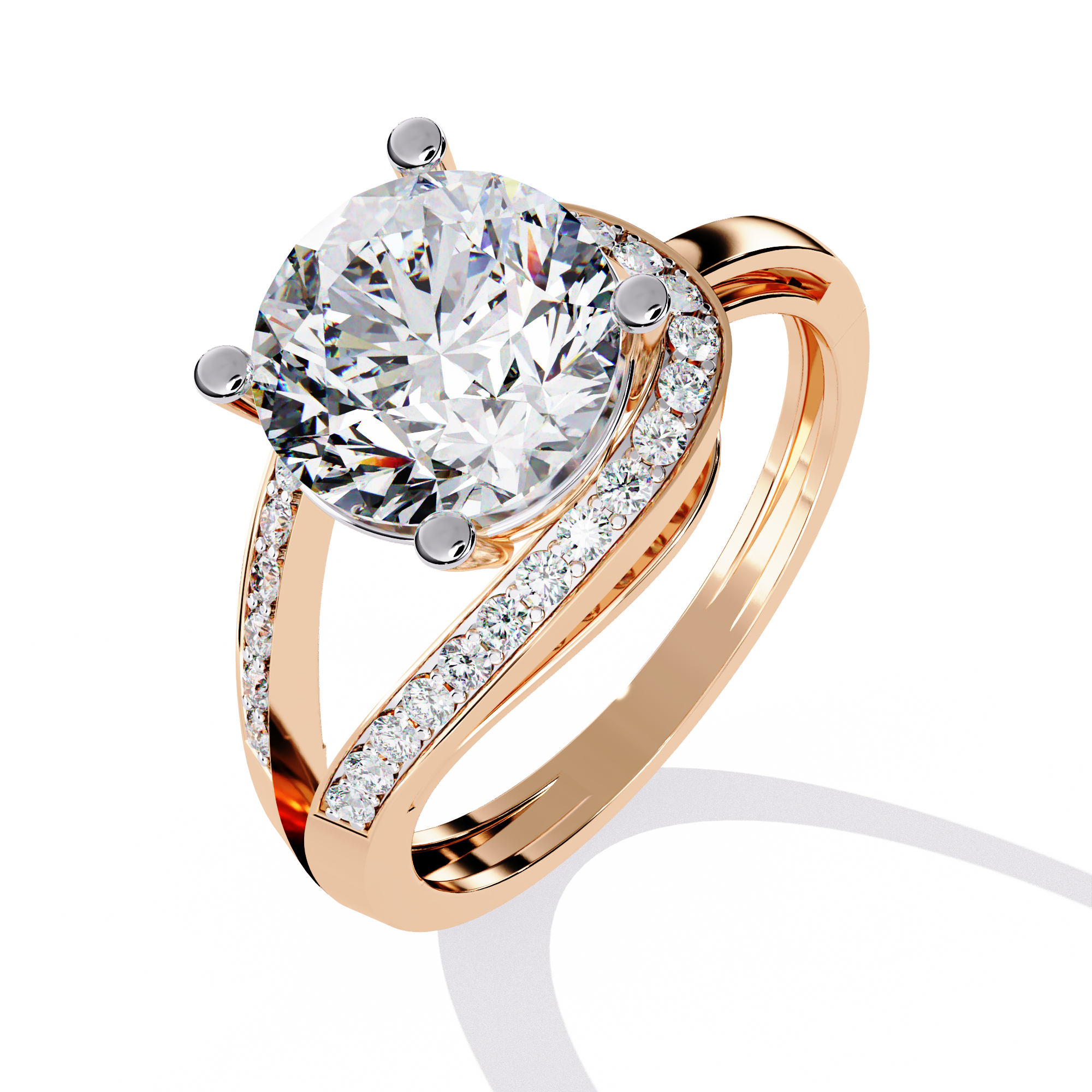 Cathedral Split Pave Lab Grown Diamond Ring