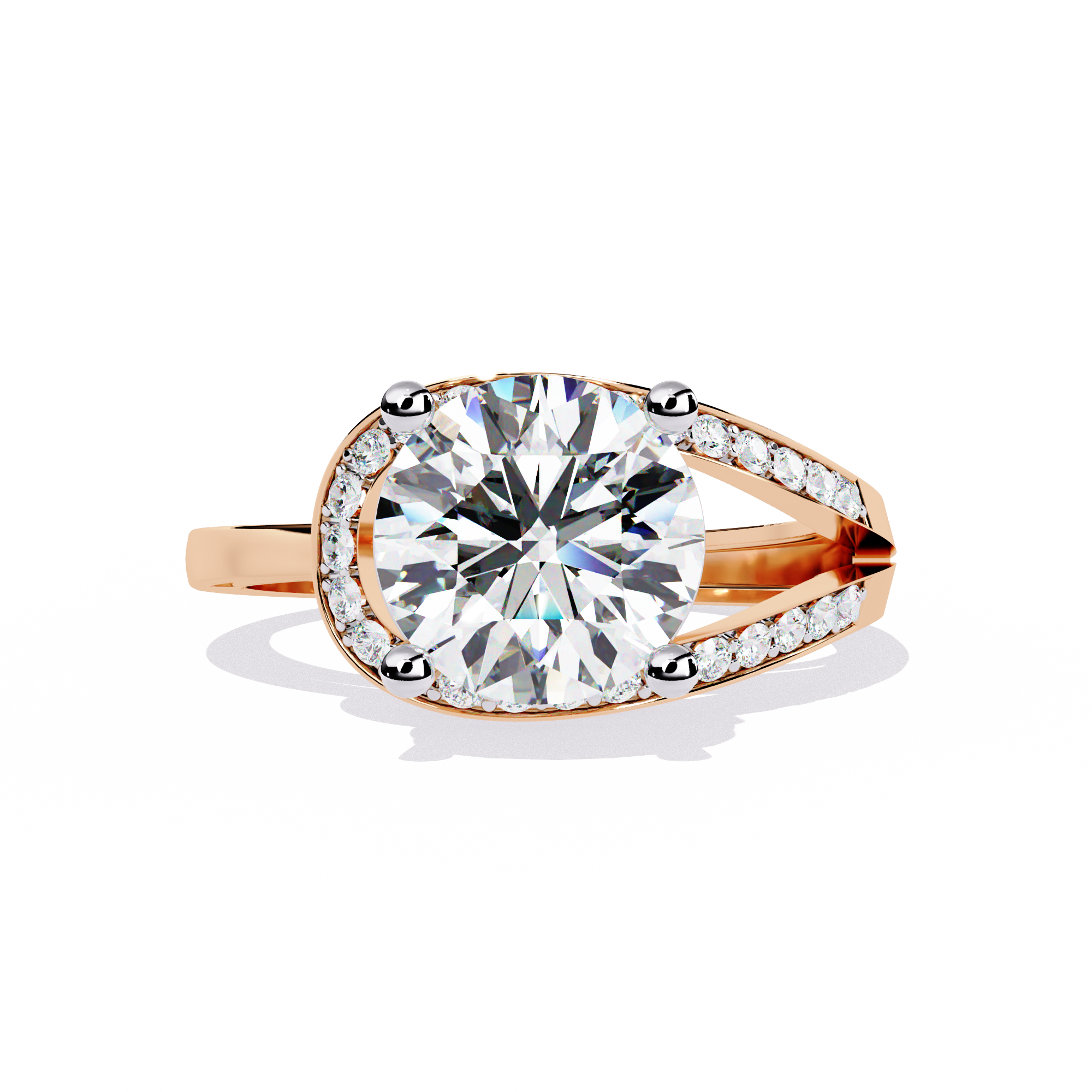 Cathedral Split Pave Lab Grown Diamond Ring