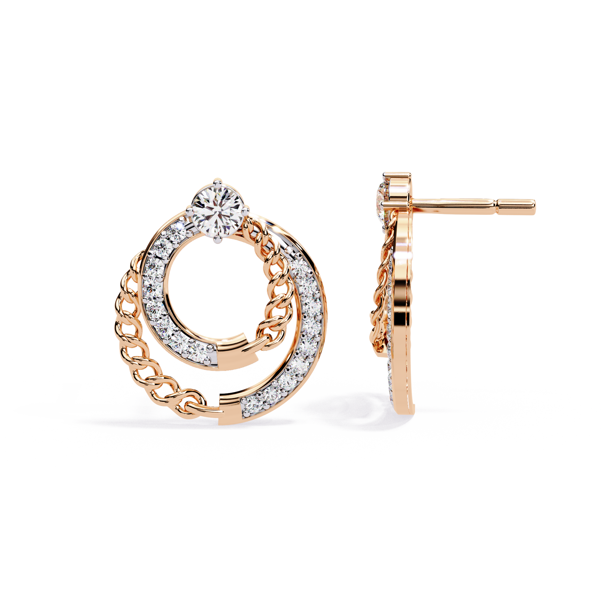 Celeste Chain Loop Diamond Earrings