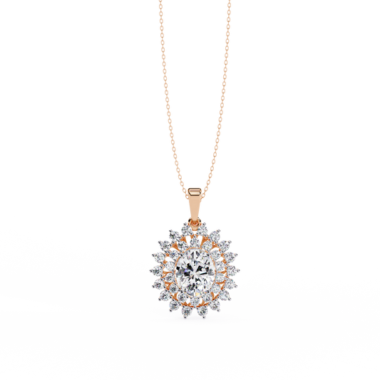 Celeste Radiance Oval Halo Diamond Pendant Necklace