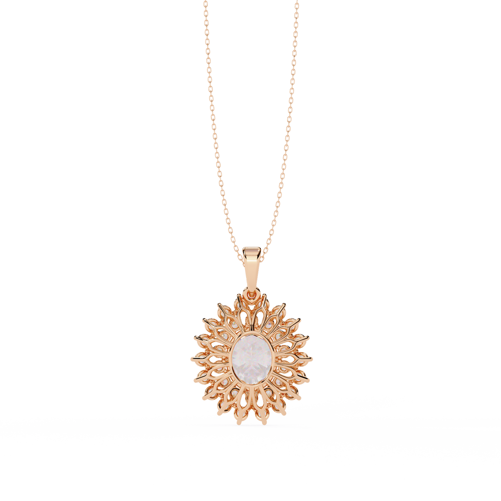 Celeste Radiance Oval Halo Diamond Pendant Necklace