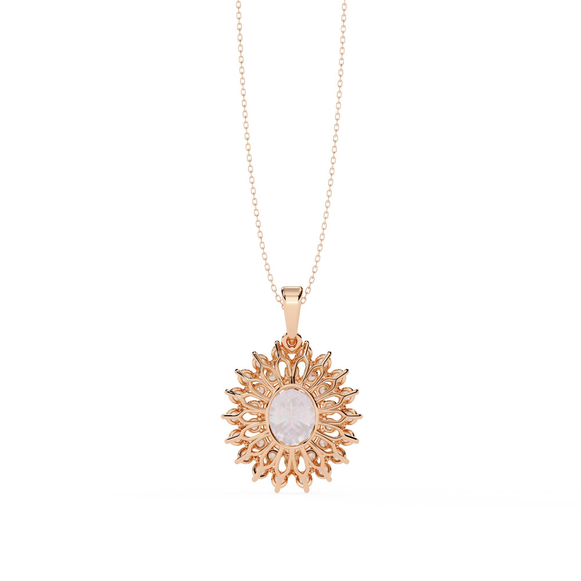 Celeste Radiance Oval Halo Diamond Pendant Necklace