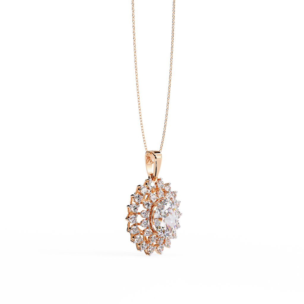 Celeste Radiance Oval Halo Diamond Pendant Necklace